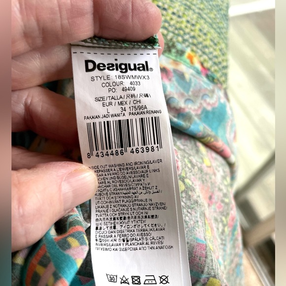 Desigual Multicolor Floral Faux Wrap Sleeveless Summer Dress L - Picture 9 of 10